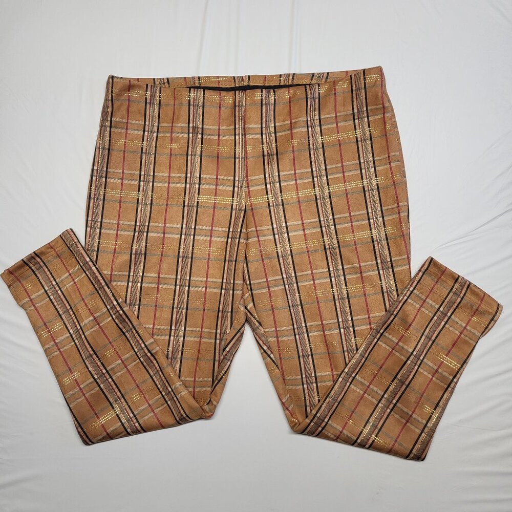 Plaid Women's Pants in Brown and Tan